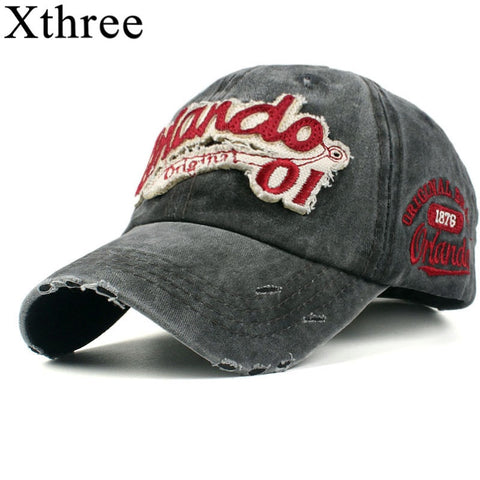 Xthree washed cotton retro baseball cap